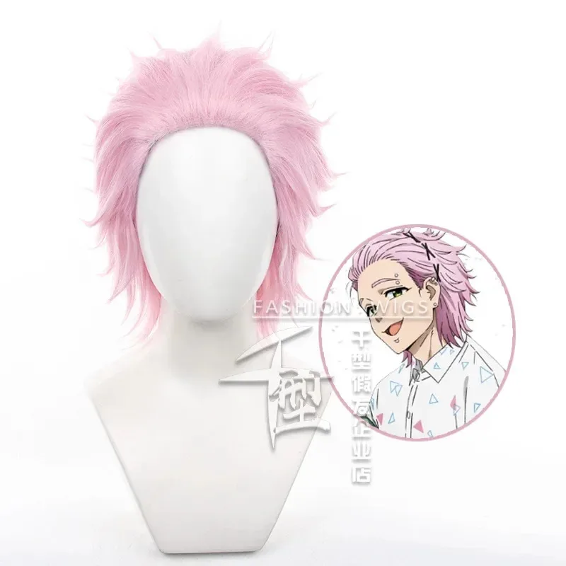 Mitsuki Kiryu Cosplay Wig Anime WIND BREAKER Wig Pink Short  Furin High School Fiber Hair+Wig Cap