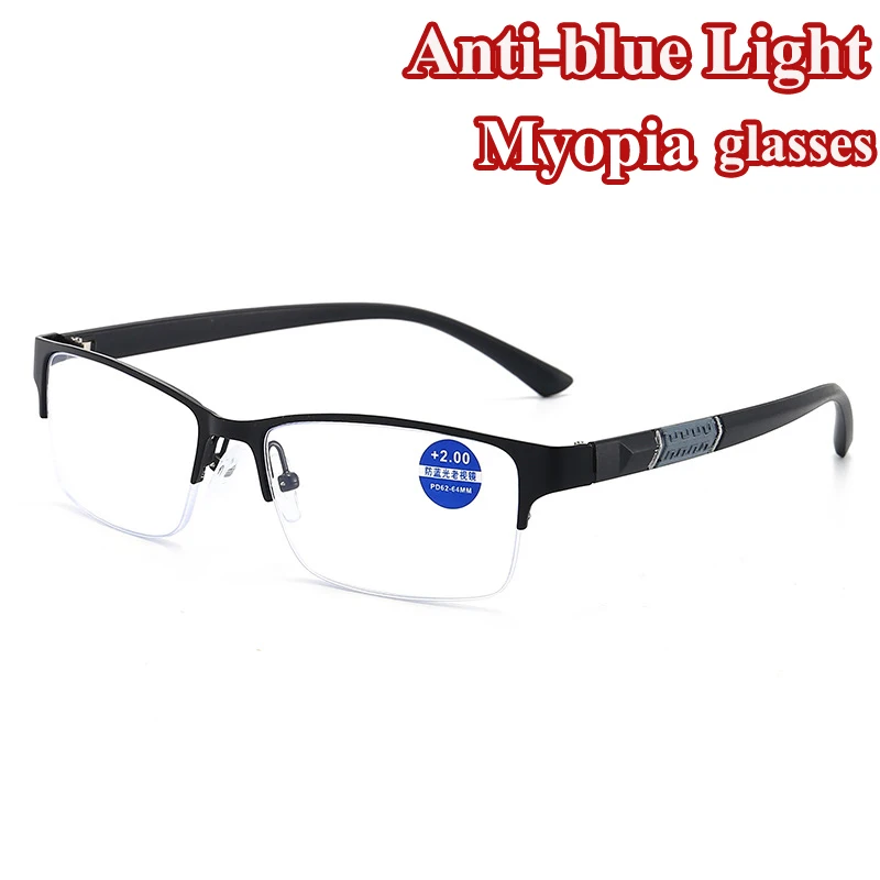 

Half Frame Reading Nearsighted Glasses Classical Man Business Myopia Eyeglasses Ultralight Myopic Eyewear Women Diopter 0 To-6.0