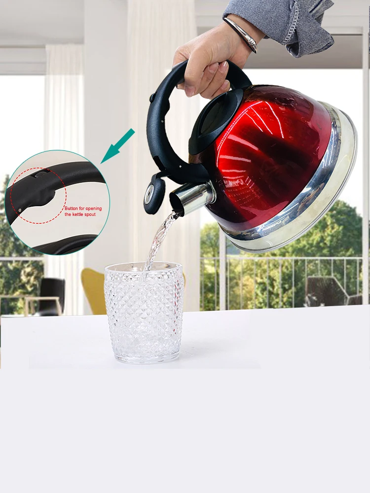 Tea Kettle | 3L Stainless Steel Whistle Kettle | Universal Teapot with Handle for Boiling Water Coff