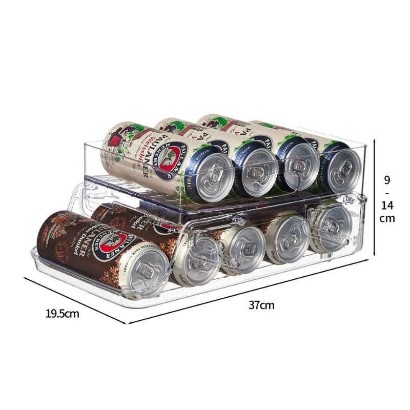 

Folding refrigerator beverage storage box, double-layer automatic roll-off storage rack, beer, cola, soda can, beverage rack