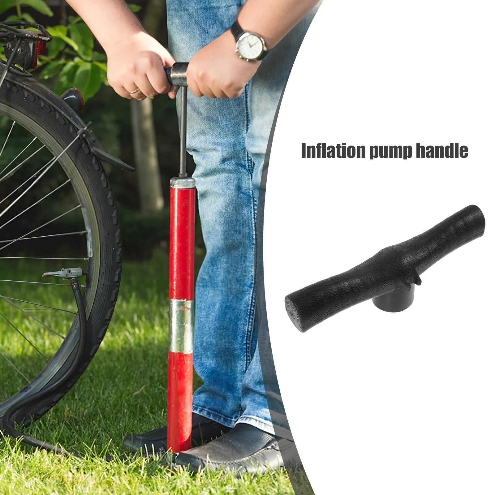 Hand Pump Handle Replacement Sturdy Plastic Inflator Grip Comfortable Ergonomic Design Inflation Tube Pump Accessory