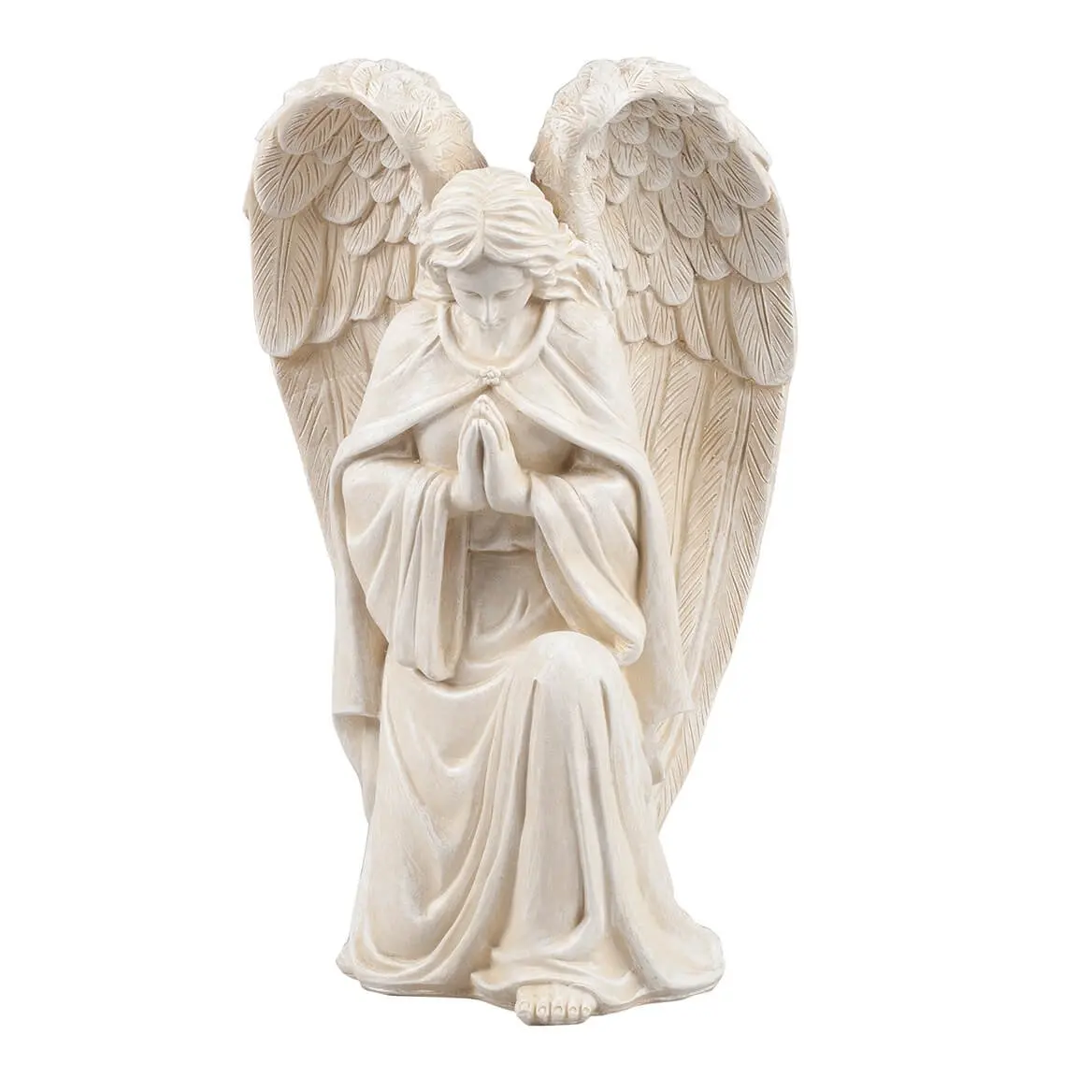Aoboco White Resin Angel Statue - Religious Garden Statue Remembrance Memorial Guardian Angel – 16 inch