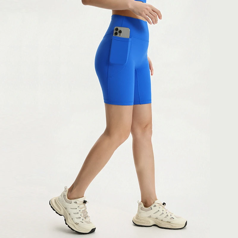 Women's Summer High Waist Hip Lift Knee Length Yoga Shorts for Running Gym Workout Fitness