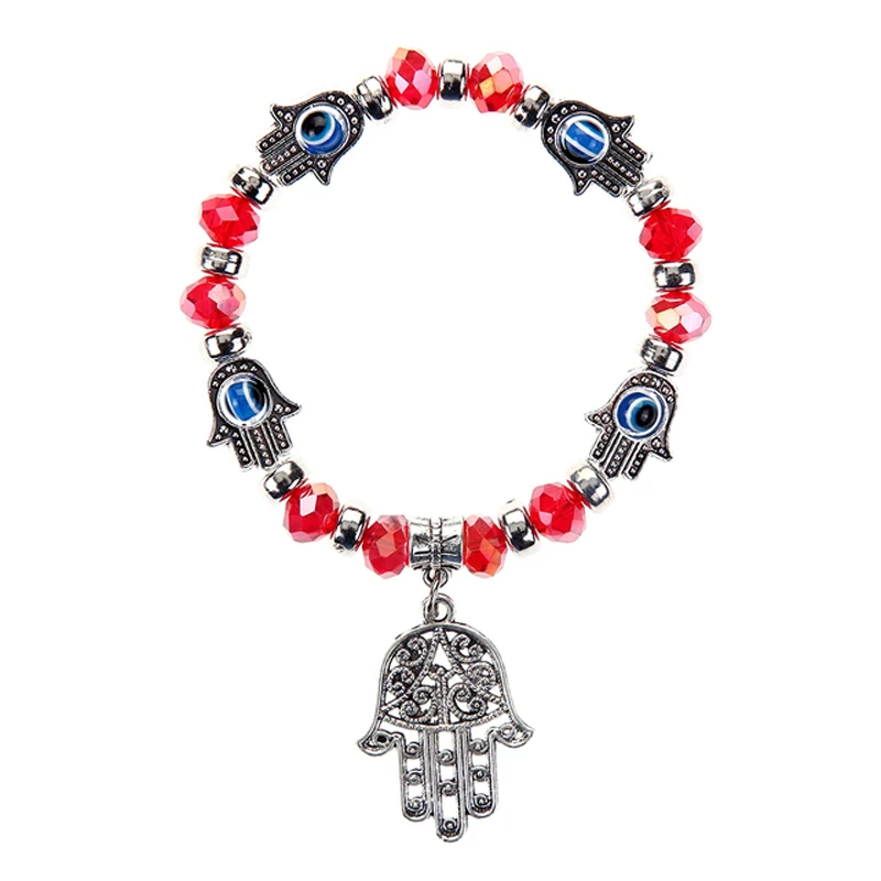 Fatima palm Evil Eye Charm Bracelets Hamsa hand religious blue beads Lucky bracelet Best Match Turkish bracelet