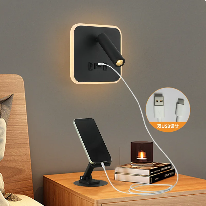 Imagem -03 - Contemporâneo Multifuncional Led Wall Sconce com Interruptor Moderna Lâmpada de Leitura Ajustável Portas de Carregamento Usb para Quartos e Escritórios