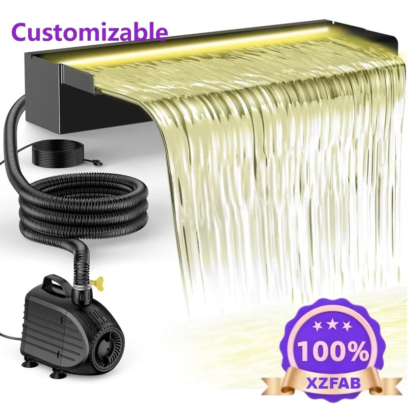 Factory Direct 2026 Pond Waterfall Spillway Kit with Pump  And Spillway Corrugated Tubing 304 Stainless Steel Garden FountainLan