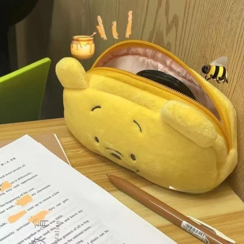 Simple Disney Winnie the Pooh Cute Creative Cartoon Pattern Fashionable Portable Pencil Bag Large Capacity Storage Cosmetic Bag