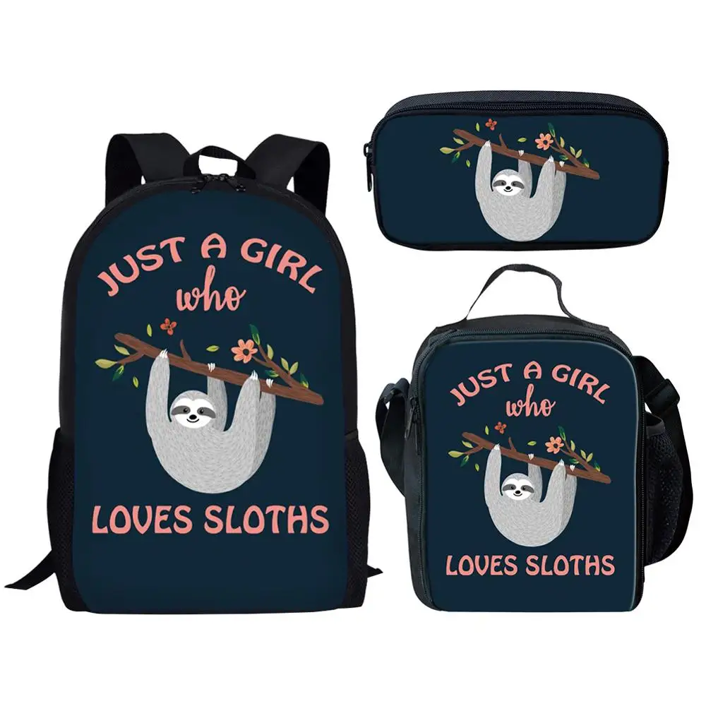 

16inch School Bags Set Cute Sloth Print Kids Backpacks For Children Boys Girls Back Pack Book Bag Daily Shoulder Rugzak Kinderen