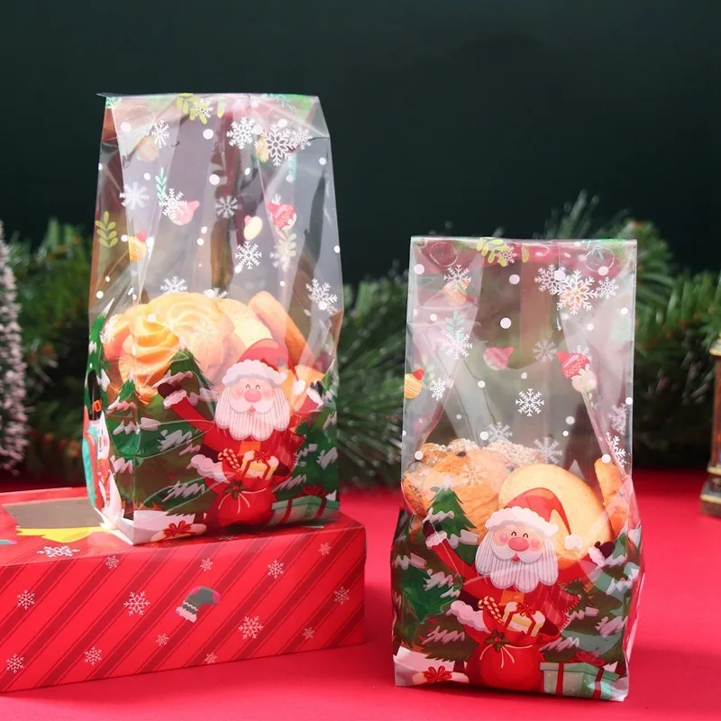 

25/50pcs Santa Claus Snowman Cookie Baking Packaging Bags Candy Snack Gift Bag Xmas Tree Christmas New Year Party Decorations