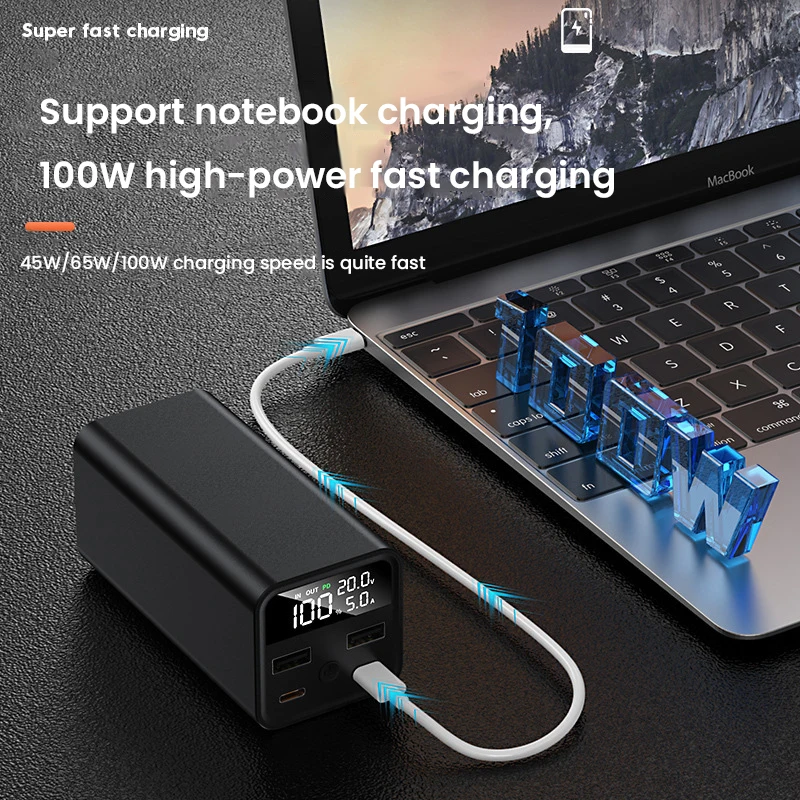 20000mAh Power Bank Portable External Spare Battery Super Fast Charging USB C 100W Powerbank For Laptop iPhone Samsung Xiaomi