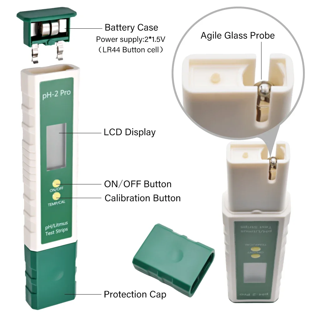Imagem -05 - Laboratório Digital ph Tester Pen Tiras Litmus Backlight Aquarium Medição Hidropônica Teste de ph 001 a 1600 Ph2 Pro
