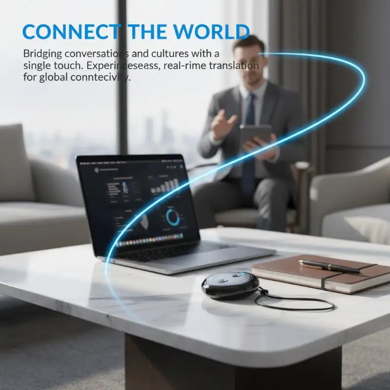 Portable Smart AI Voice Translator Real-Time 100+ Languages Instant Translation with Meeting Summary for Office Meetings