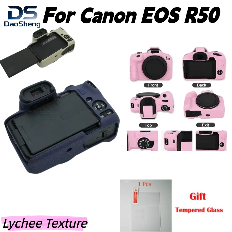 Silicone Protective Case For Canon EOS R50 Micro-single camera silicone case camera bag + 1PCS free tempered film