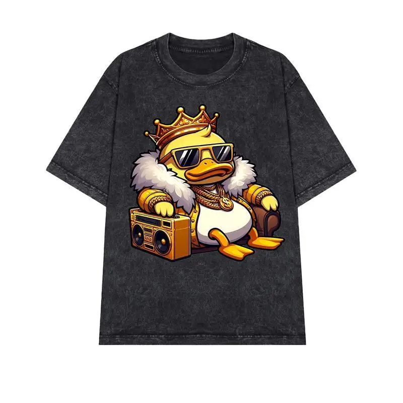 

Hip Hop Duck T-shirt Women's Washed Oversized Graphic Tee Funny Cartoon Streetwear Retro Rap Top Y2K Gifts for Rappers