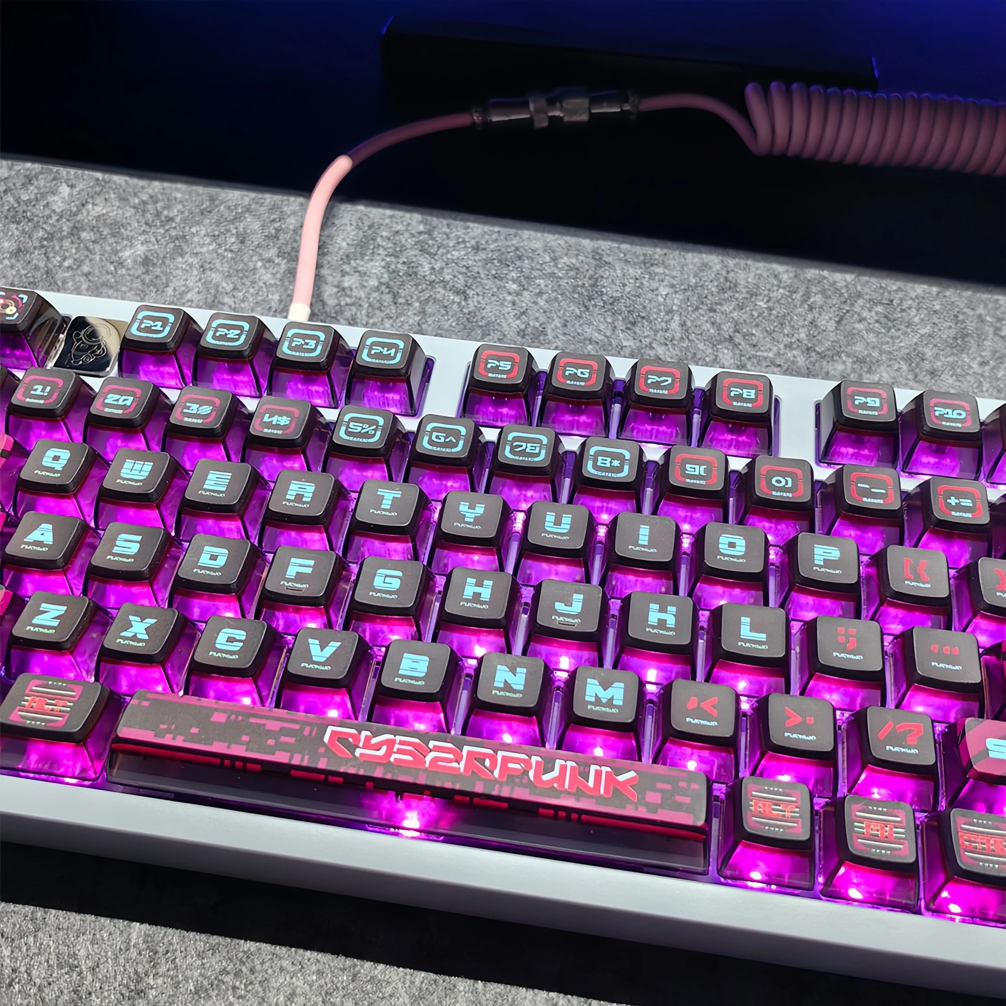 120 tasti/set Cyber Punk Keycaps Purple Black Game Keycaps PBT Key Caps ASA altezza per MX Switch tastiera meccanica fai da te