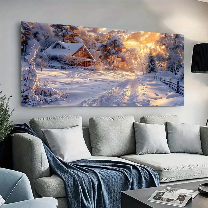 عيد الميلاد نمط قماش عمل فني الشتاء الغسق، لتزيين غرف المعيشة وغرف النوم. هذا هو ملصق قماش بدون إطار.
