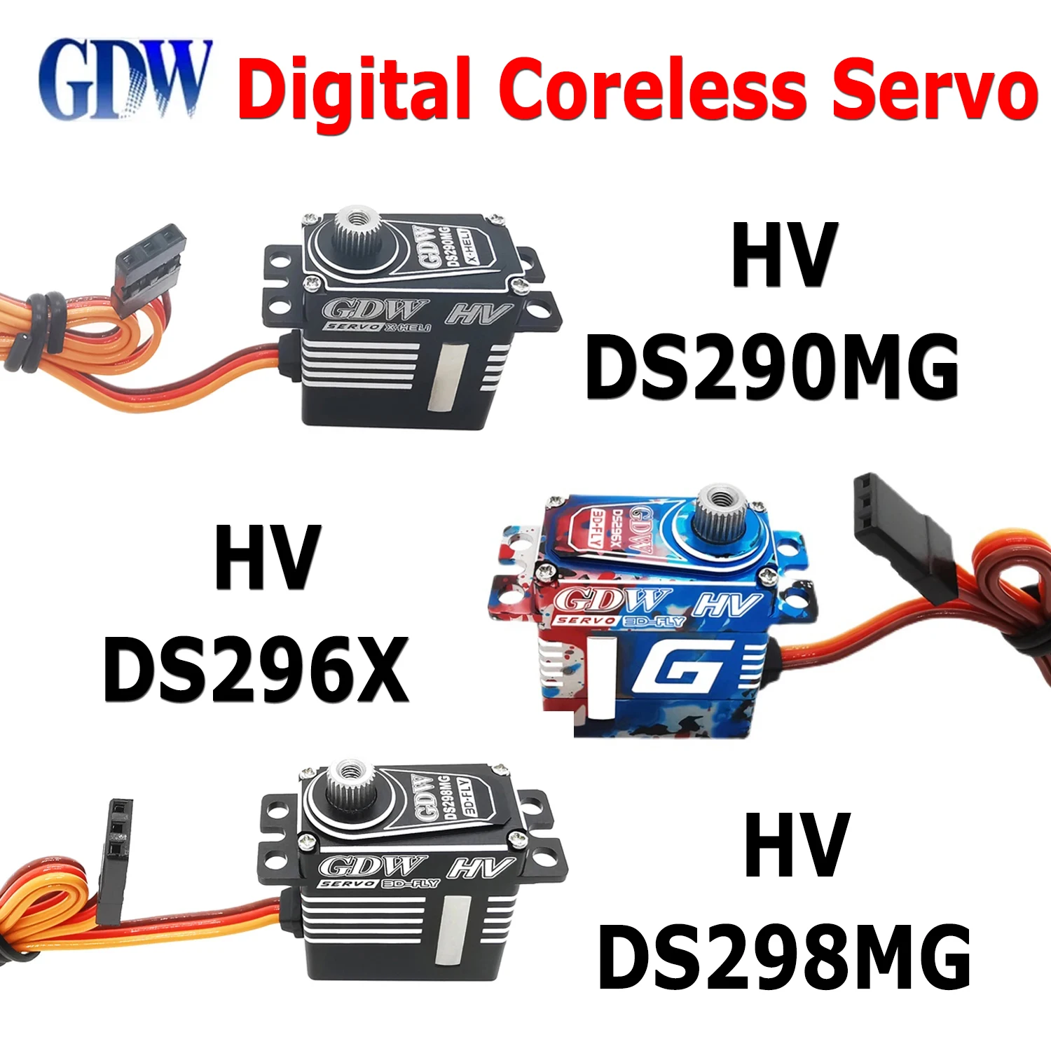 1/3PCS GDW DS290MG / DS296X / DS298MG 9.1KG HV Digital Coreless Servo for 30E Fixed Wing Turbojet Glider RC Airplane Drone Parts