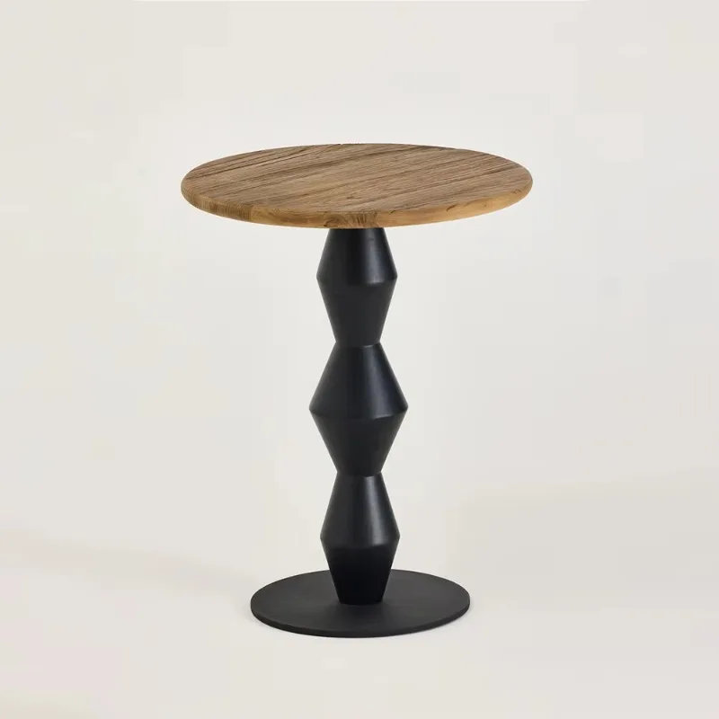 

Retro home furniture living room solid wood gray wooden sofa side table small rounded corner side table