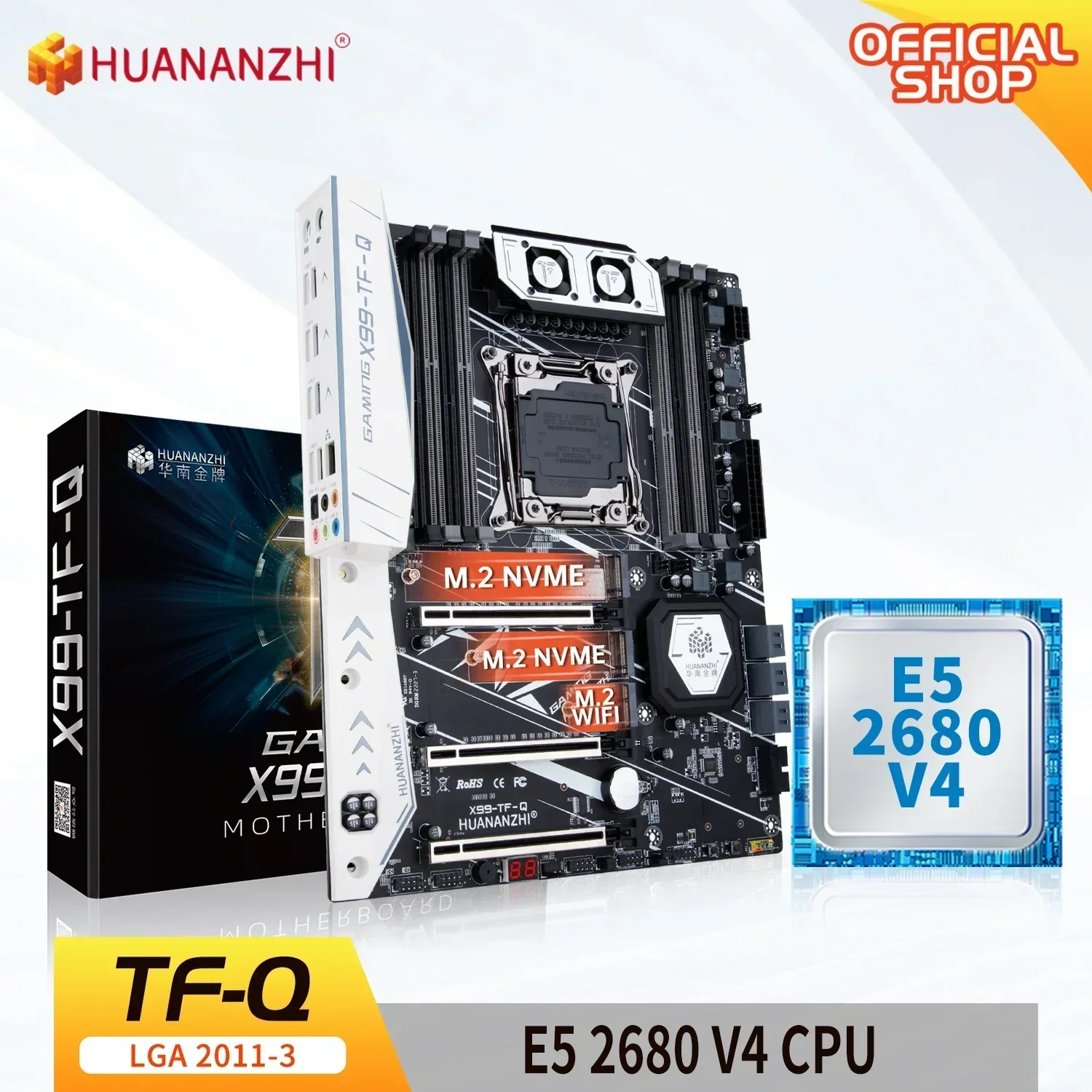 HUANANZHI X99 TF Q LGA 2011-3 XEON X99 Motherboard Intel with XEON E5 2680 V4 MOS FAN DDR3 DDR4 RECC memory combo kit set RU