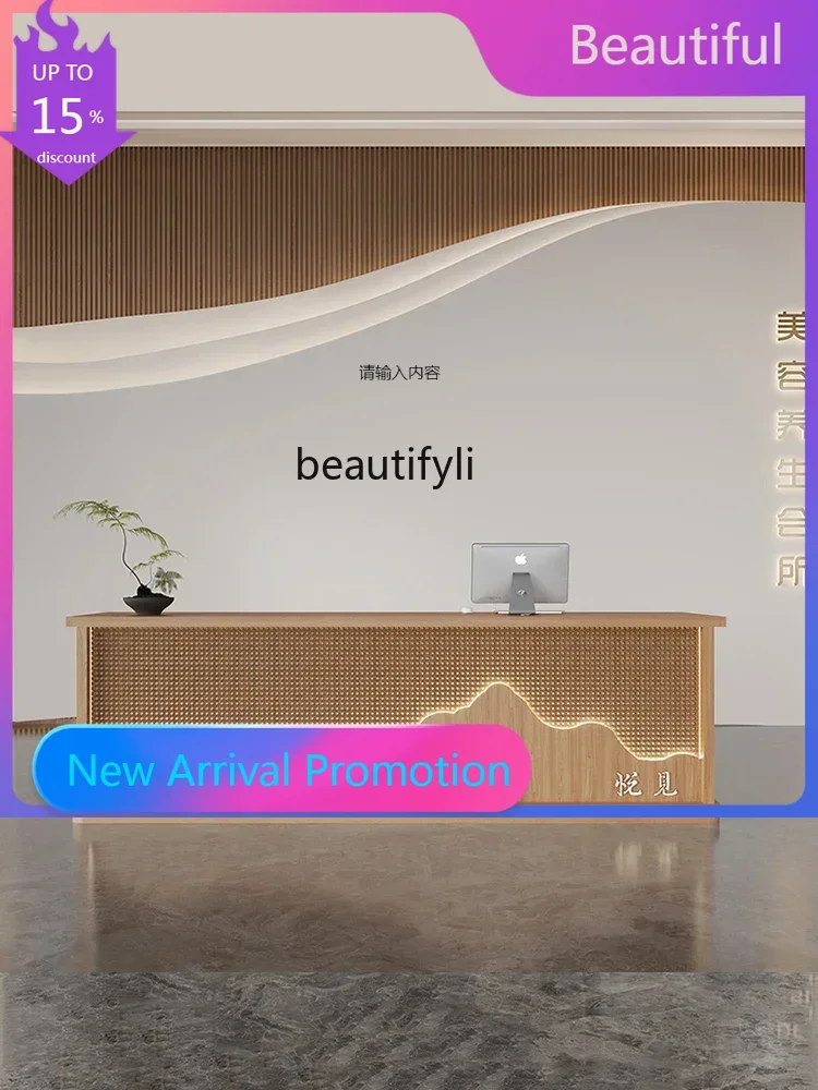 

zGBar Counter Homestay Hotel Club Front Desk Beauty Salon Foot Bath Reception Desk Ear Cleaning Health Rattan Woven Cashier