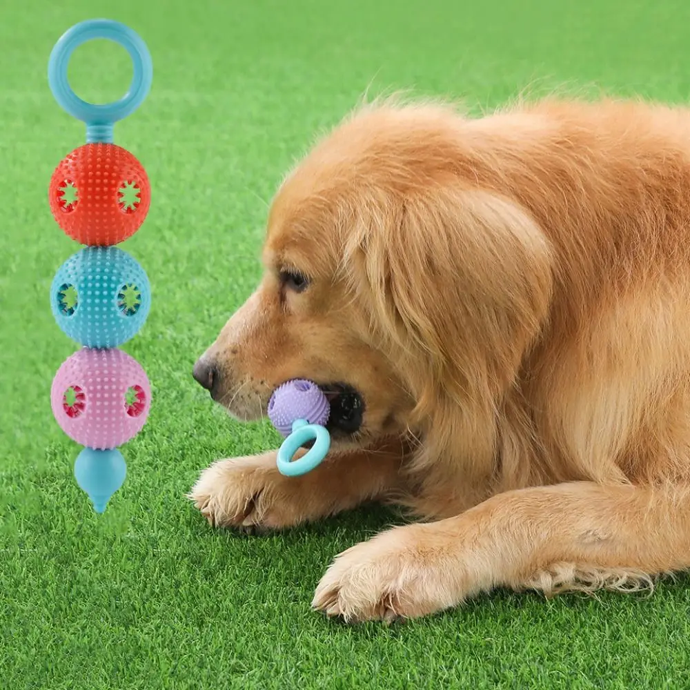 Bite Resistant Dog Tooth Grinding Stick Interactive Colorful Dog Tooth Cleaning Massager Stick TPR Placing Food Dog Toys