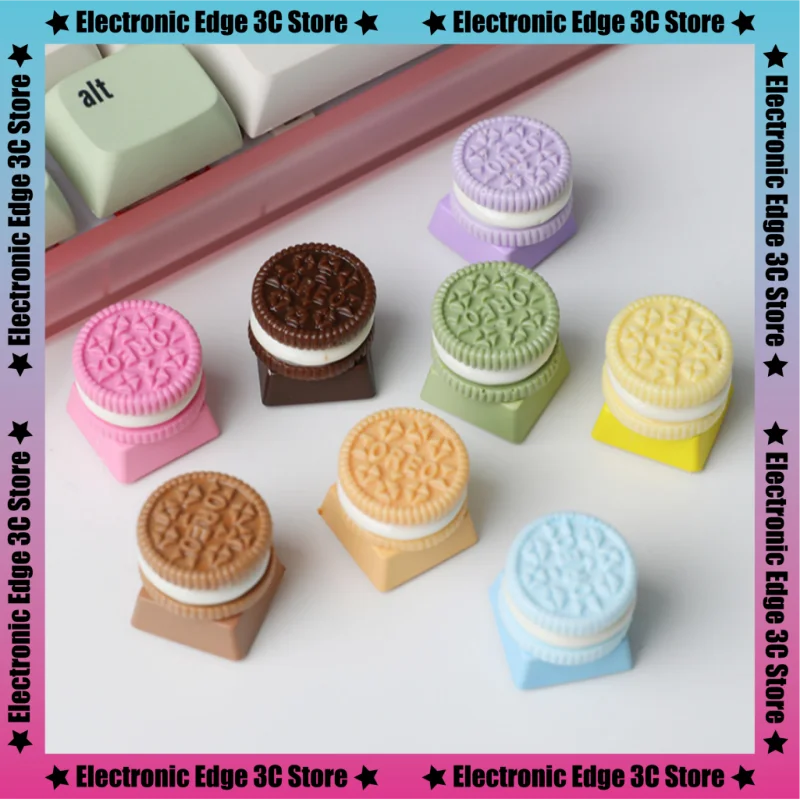 2025 New Alightstone Creative Keycaps Dessert Oreo 3d Cross Personalized Resin Monomer Customized Mechanical Keyboard Key Cap