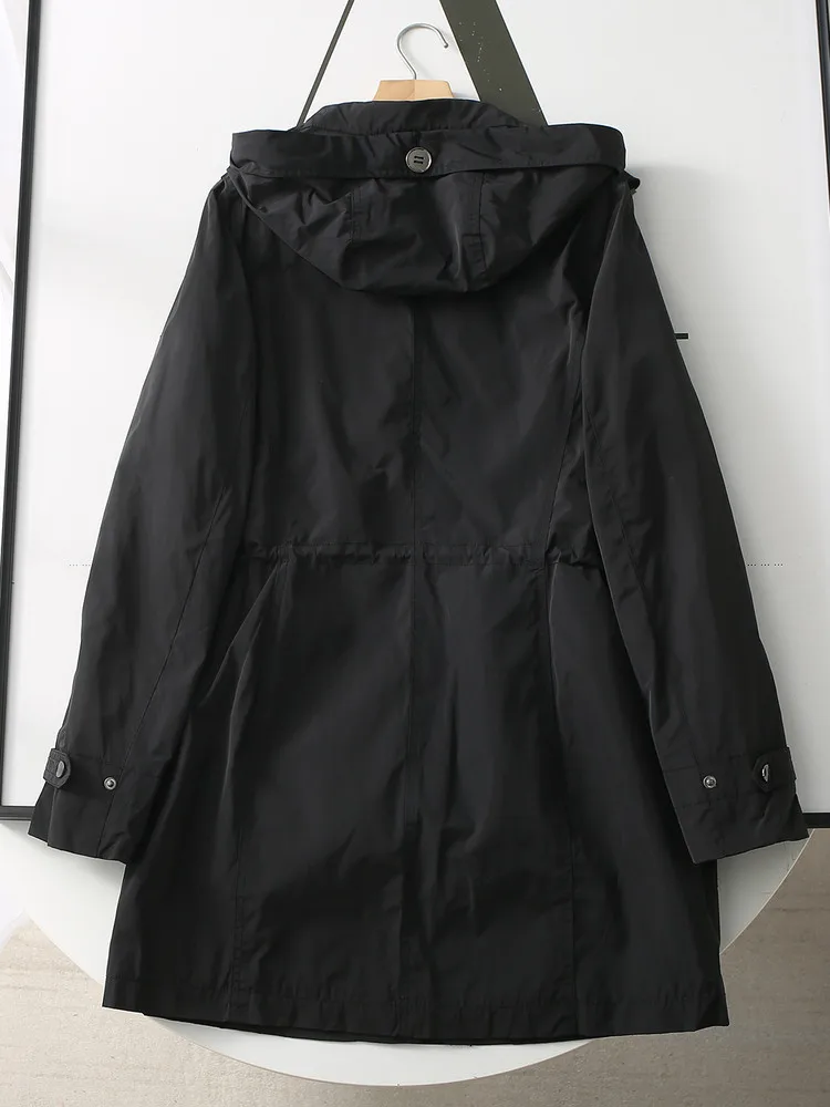 2026 Spring and Autumn New Women's Windbreaker Jacket Loose Hooded Cotton Jacket