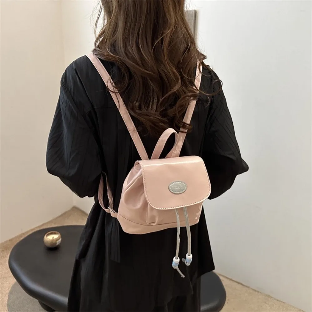 

Soft Mini PU Leather Backpack Solid Color Small Pack Shoulders Bag Handbag Korean Style Y2K Backpack Children