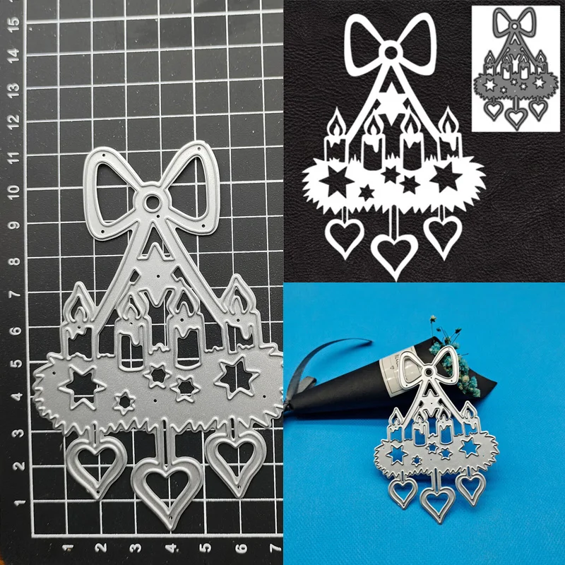 

Love Heart Candle Bow Metal Cutting Dies Stencils For DIY Scrapbooking Decorative Embossing Handcraft Template