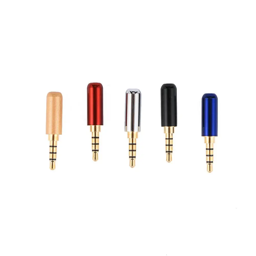 Copper Gold Plated 4Poles 3.5mm Male Soldering Plug Stereo Speaker DIY Earphone Repairing Audio Connectors 3.5mm Jack