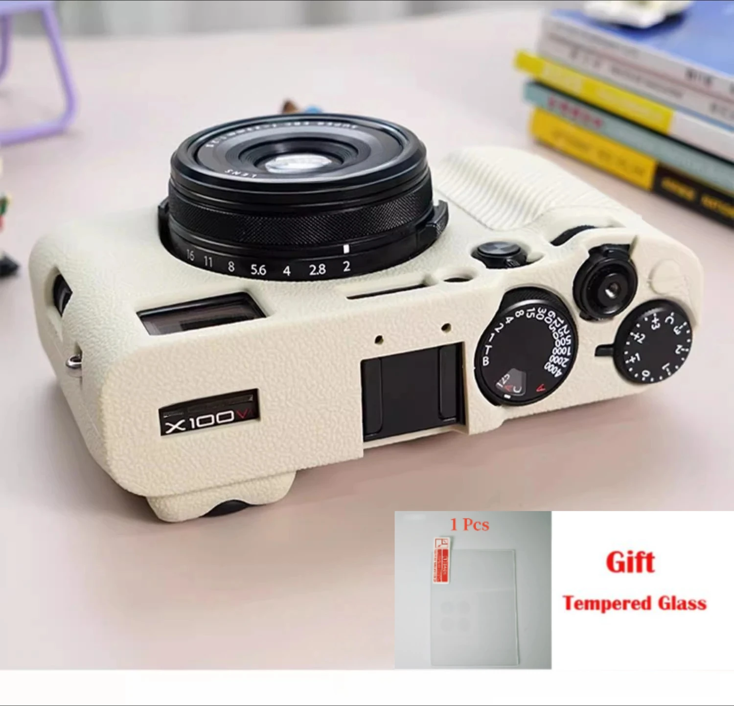 

Camera Silicone Case, For FUJIFILM X100VI silicone cover X100Vi protective portable handbag + Tempered Glass LCD Protective Film