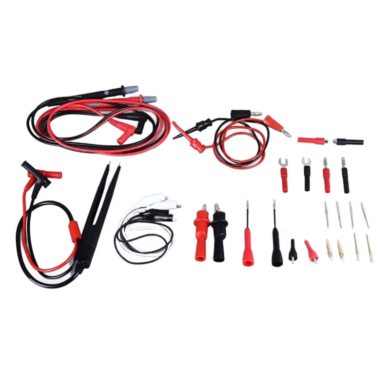 27Pcs Multimeter Test Set Electrical Hook Probes Multifunctional Replaceable Kit 10A With 1mm 2mm 4mm Needle Pins