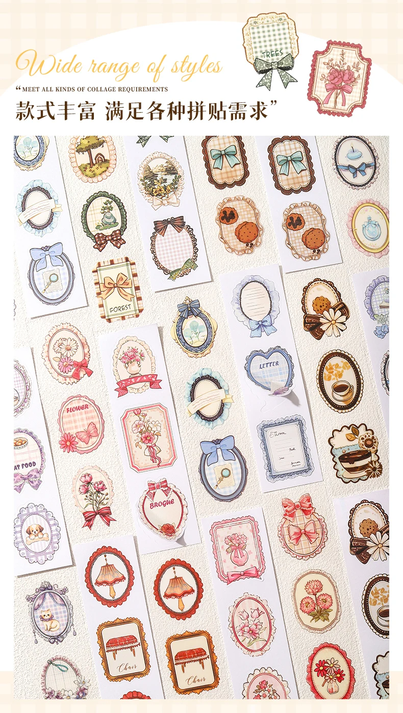 Journal GO 18pcs Lace Chiffon Stickers Vintage Scrapbooking Decorative Decals Planner Card Craft Making Retro Materials