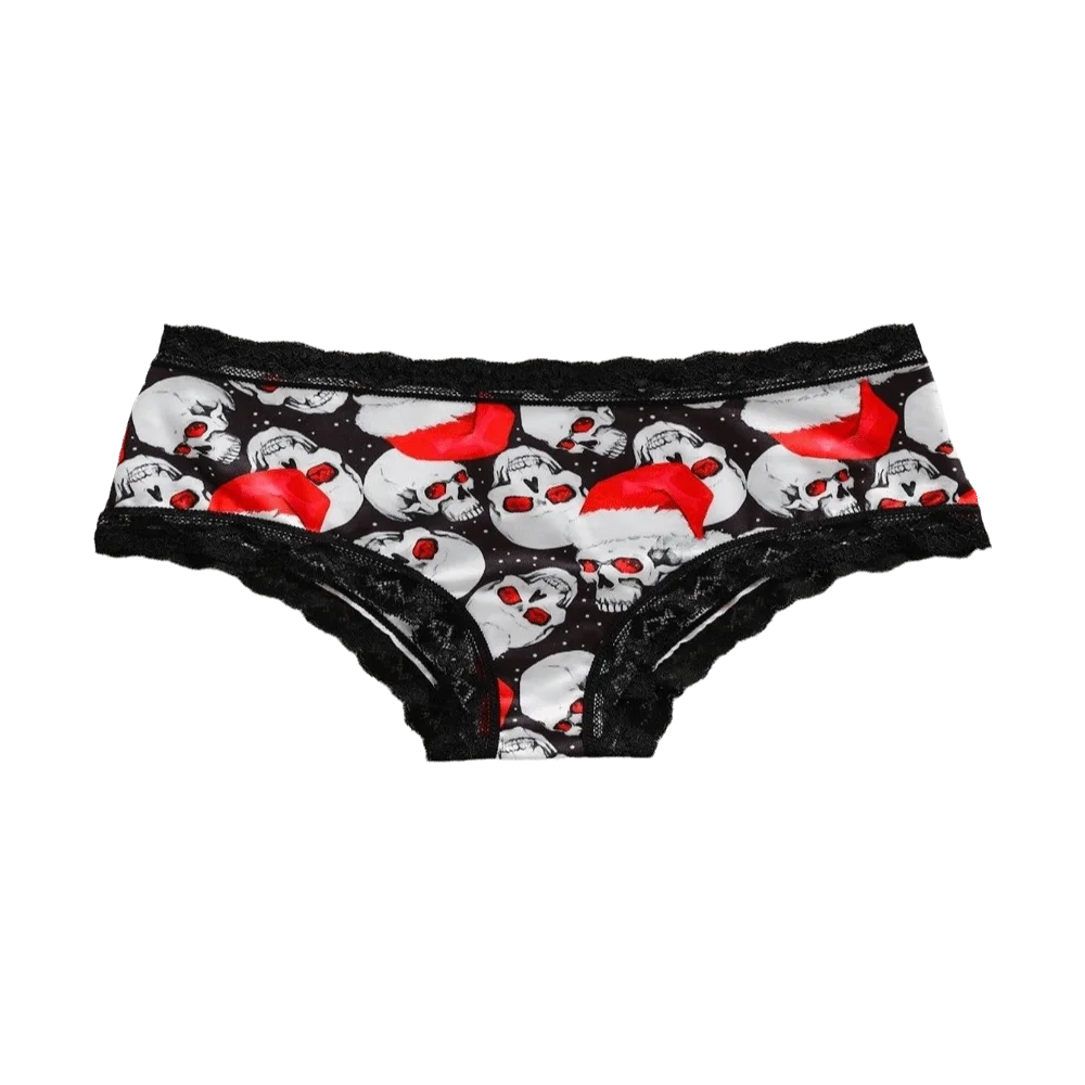 Dark Style Mid Waist Women's Panties Gothic Style Flower Butterfly Skeleton Briefs Star Lingerie Lace Triangle Underwear Female