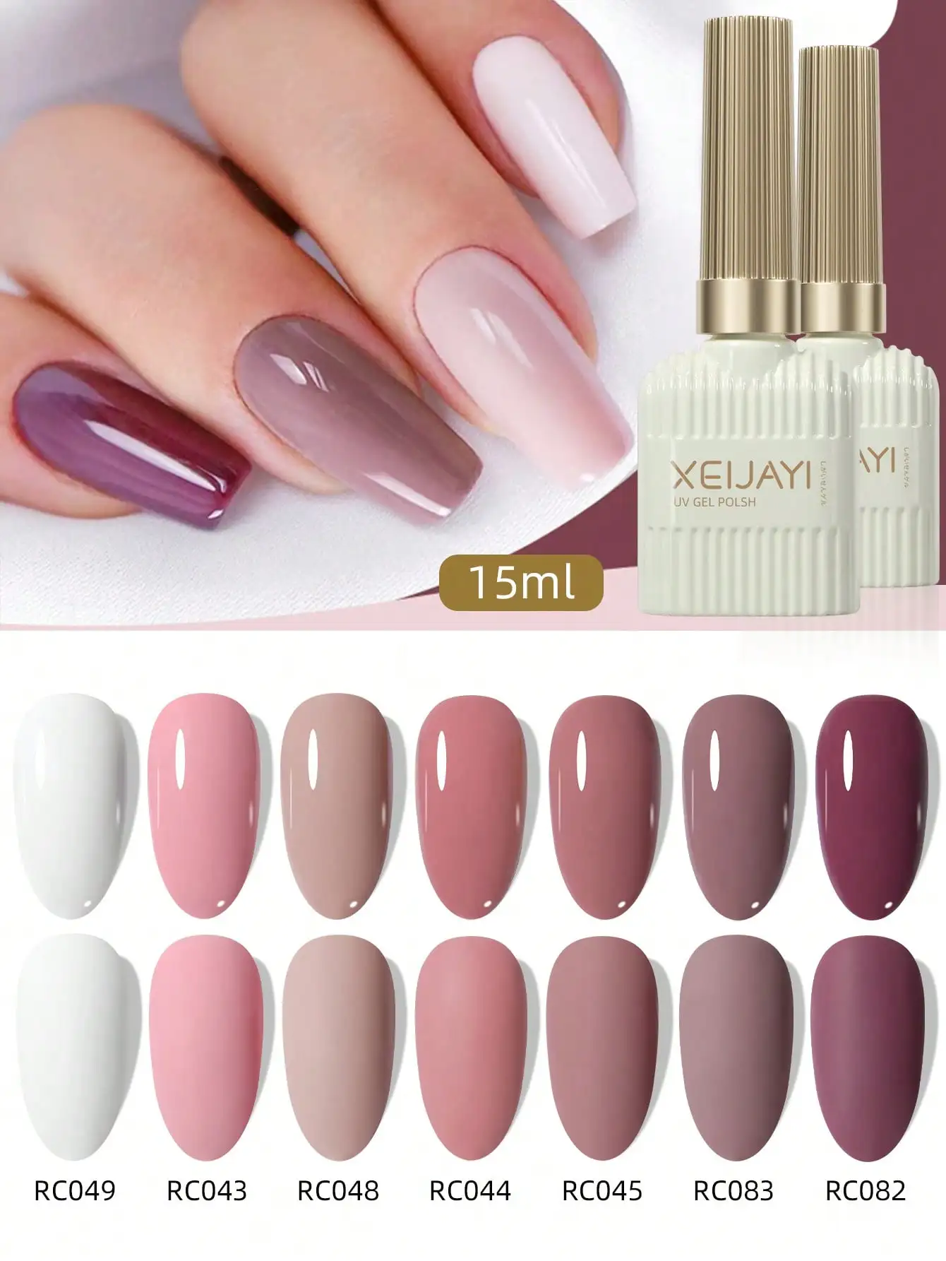 

15ml Purple Pink color Series 7 Colors Gel Nail Polish For Summer For Nail Art Decoration In Nail Salons