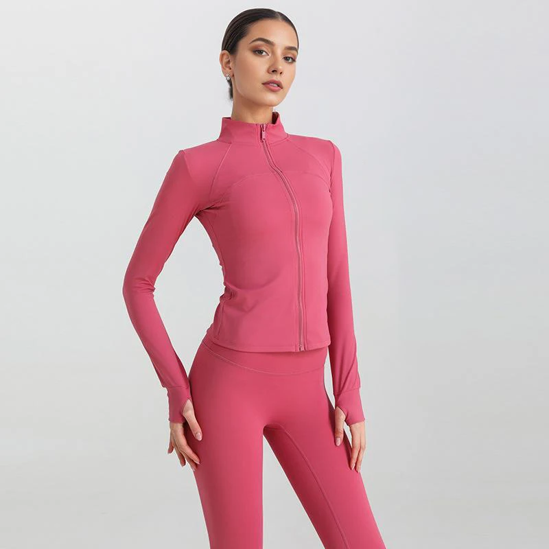 

New Spring Summer Running Jacket For Women Slim Fit Long Sleeve Gym Suit High Elasticity Sun Protection Yoga Clothes Coat