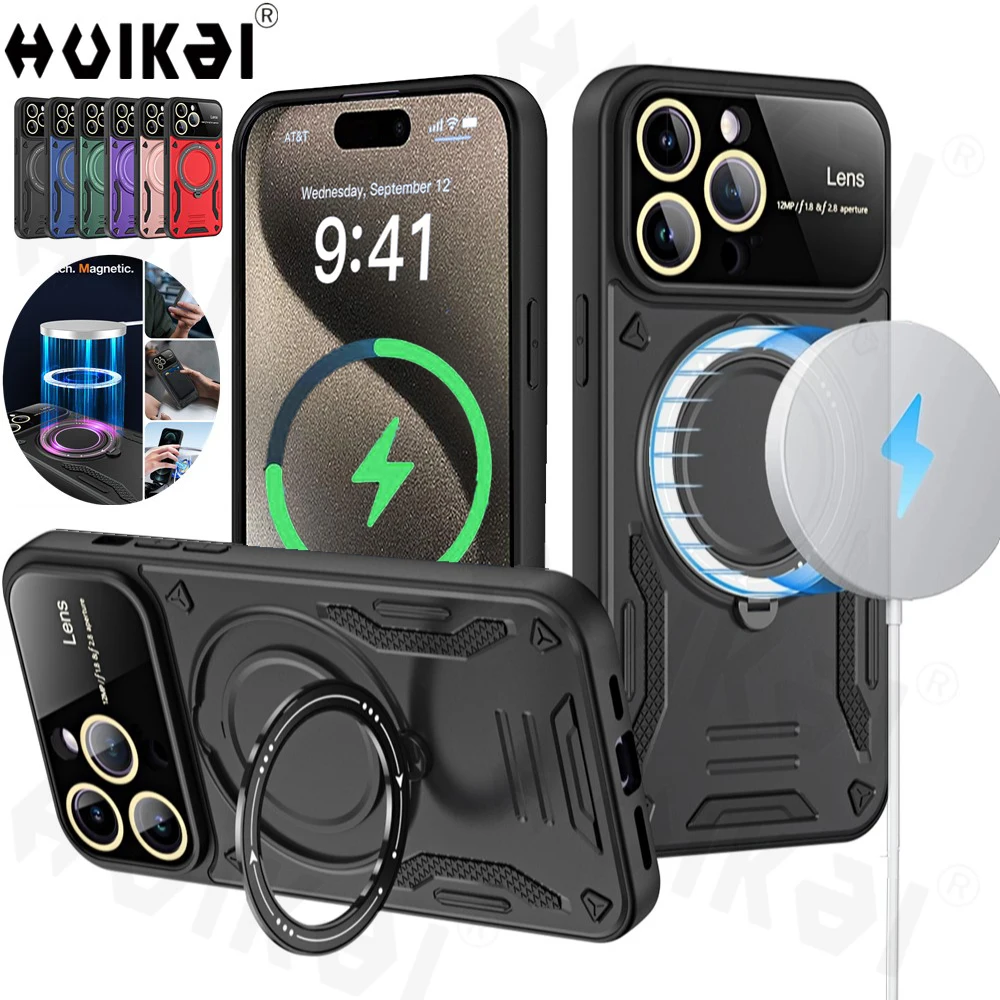 Case For iPhone 15 Pro Max 14 Pro Max 14 13 Pro 12 11 Magsafe Stand Ring Magnetic Ring Holder Protection Stands Kickstand Covers