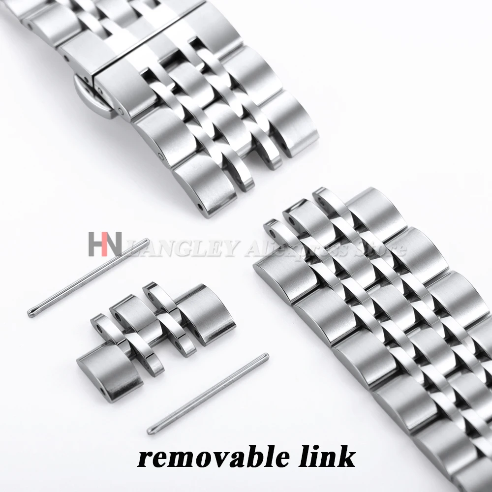 Correa de reloj de acero inoxidable de 20mm y 22mm para Tissot, Citizen, Seiko, hebilla de mariposa sólida, correas de reloj universales de liberación rápida