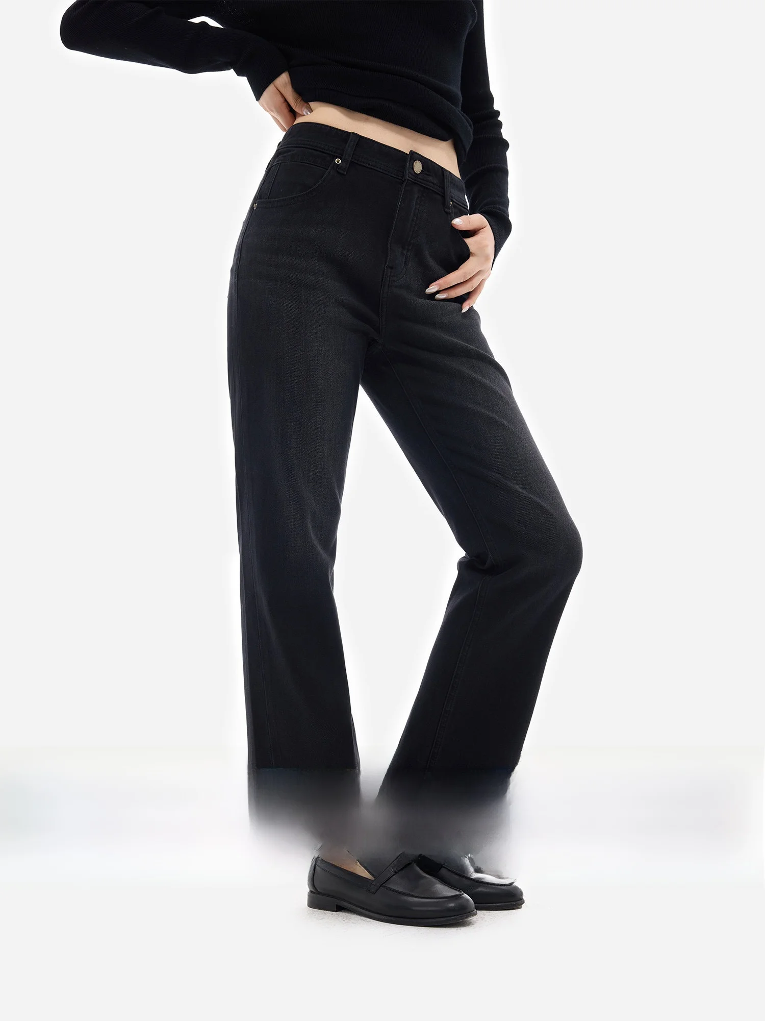 

Джинсы eGuYue Practical Faion: высокая талия, хлопок, эластичные, износостойкие, утягивающие, длиной до щиколотки.