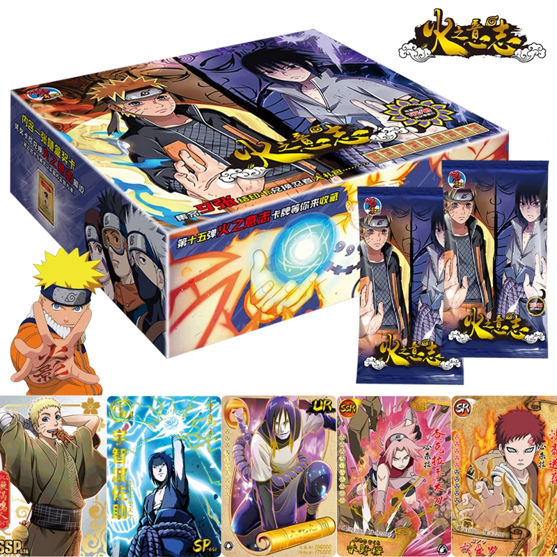 

Anime Naruto Will of Fire Card Box Collection Popular Character Uchibo Sasuke Rare Limited Flash SSP Cards TCG Game Toy Boy Gift