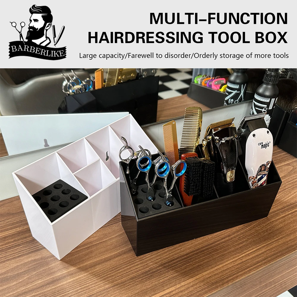 

Barbershop Desktop Hairstyling Scissors Stand Comb Storage Case Hairdressing Box Socket Barber Tool Organizer Holder