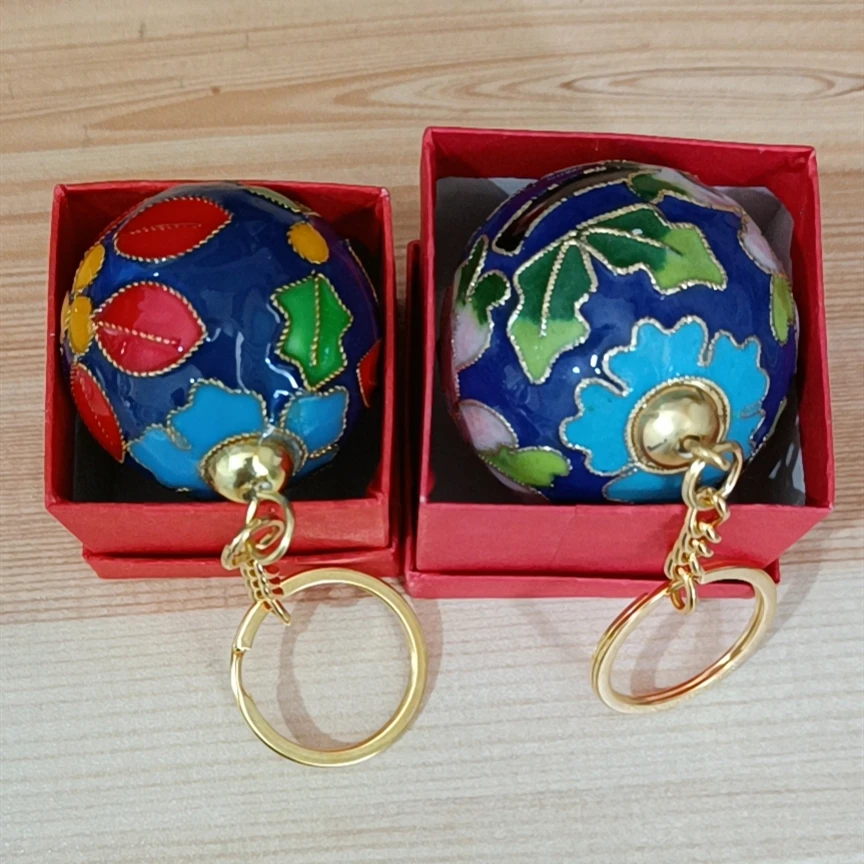 Cloisonne Enamel Filigree Colorful Ball Keychains Keyrings Birthday Gifts Women Men Jewelry Chinese intangible cultural heritage