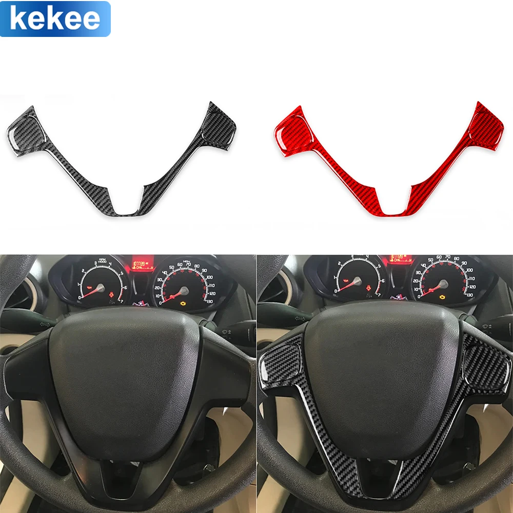 

For Ford Fiesta 2011-2019 Center Console Paenl Cover Real Carbon Fiber Sticker Car Interior Moulding Accessories