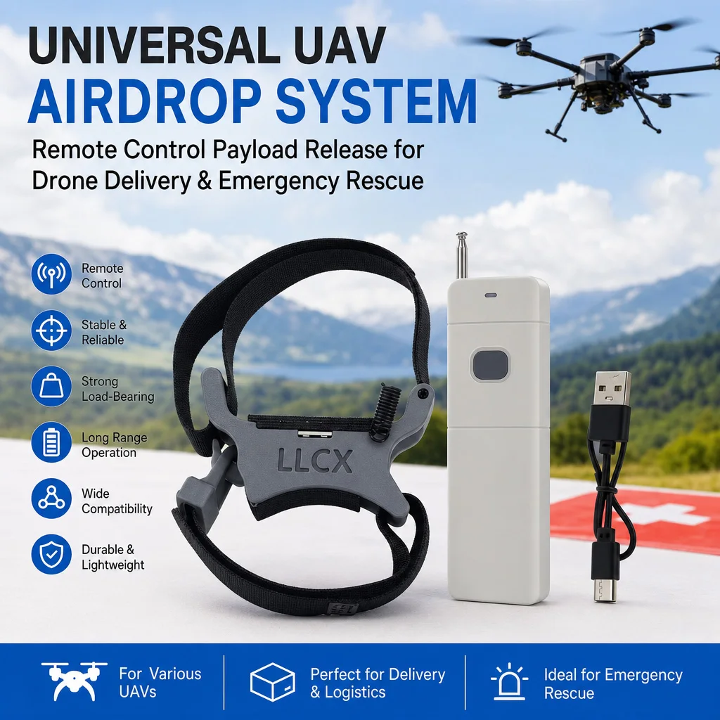 Universal UAV Airdrop System - Remote Control Payload Release for Drone Delivery Emergency Rescue