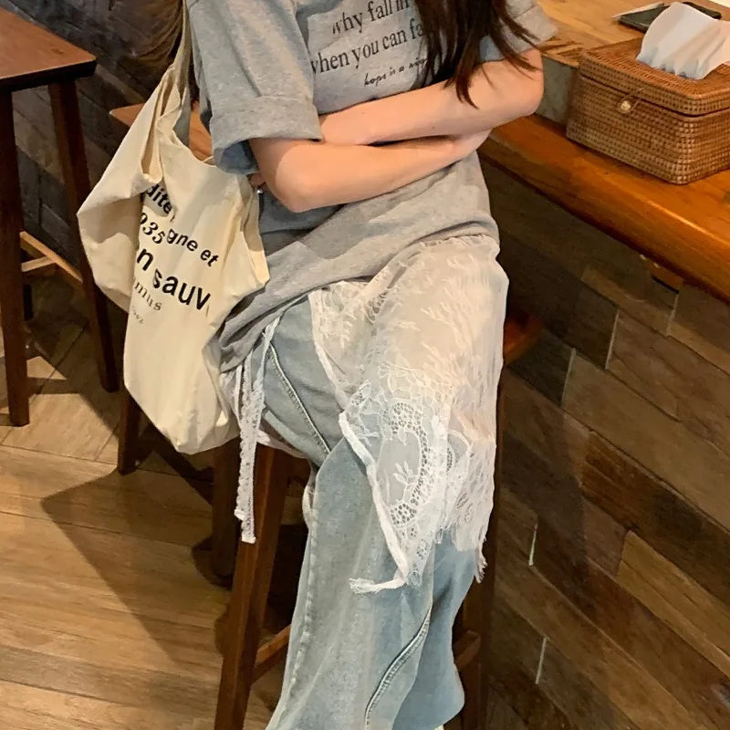 ميدي التنانير النسائية الدانتيل الرباط تصميم أنيق الكورية نمط الربيع الصيف ألف خط عالية الخصر غير النظامية الجانب الشق موضة الشارع #3