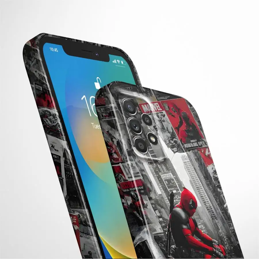 Чехол Marvel Newspaper Deadpool для Samsung Galaxy A35 A15 A14 A13 A73 A34 A31 A25 A32 A24 A23 A71 A33 Жесткий чехол для телефона