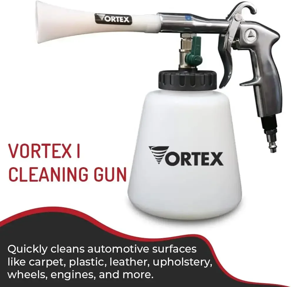 Vortex I Air Cleaning Gun - Deep Cleans Auto Interiors & Exteriors - Compressed Air Powered - Car Detailing Tool for Dirt
