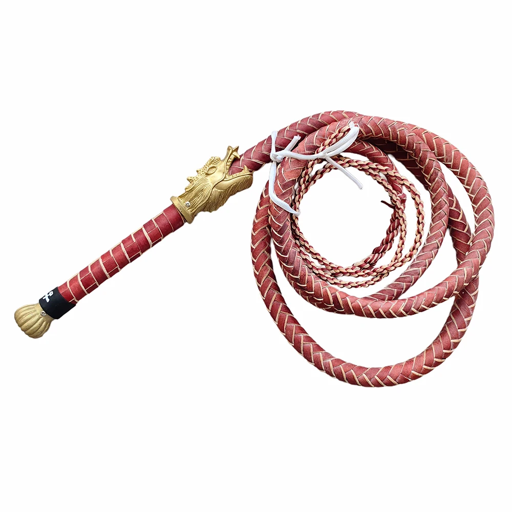 Martial Art Kung Fu Whip Wushu Whip Genuine Leather Cowhide Fitness Whips Shepherd Sounded Whip Copper Handle Kun Master