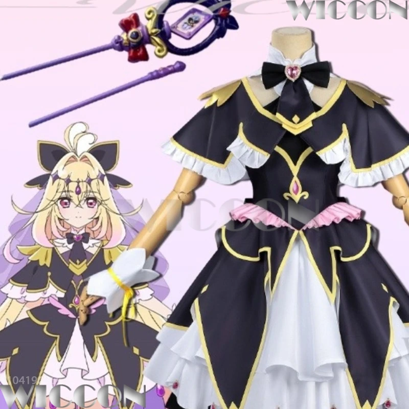 

Костюм для косплея Star Detecticeee Precure: Мория Рурука, волшебница, милое черное платье в стиле Лолита, волшебная палочка, парик. Для Навидада и Карнавала.