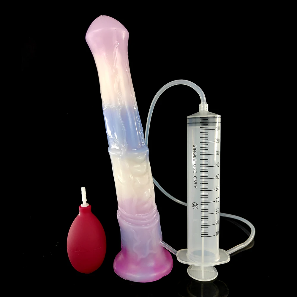 FAAK Ejaculation Horse Dildo With Suction Cup Spray Liquid Squirting Penis Silicone Multi Color Anal Sex Toys For Men Women